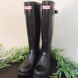 Hunter Boots, Tall Black Gloss